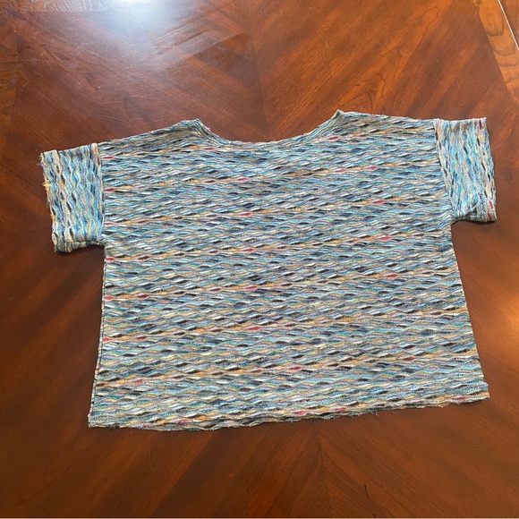 Free People Rainbow Wave Boxy Crop Top Small Blue Colorful Shirt Small S - Picture 6 of 12